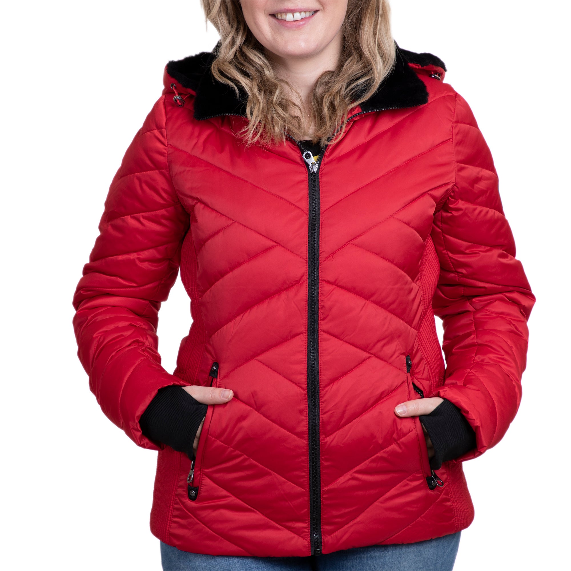 nautica red puffer coat